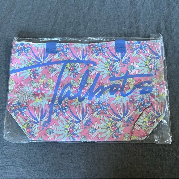 Talbots Canvas Tote Bag Multicolor Hawaiian Floral - Picture 1 of 6